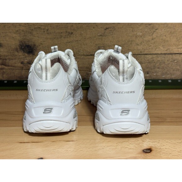 RARE Bedazzle SKECHERS Women's D'Lites Lightweight Memory Foam Sneakers 11 White - Picture 4 of 10